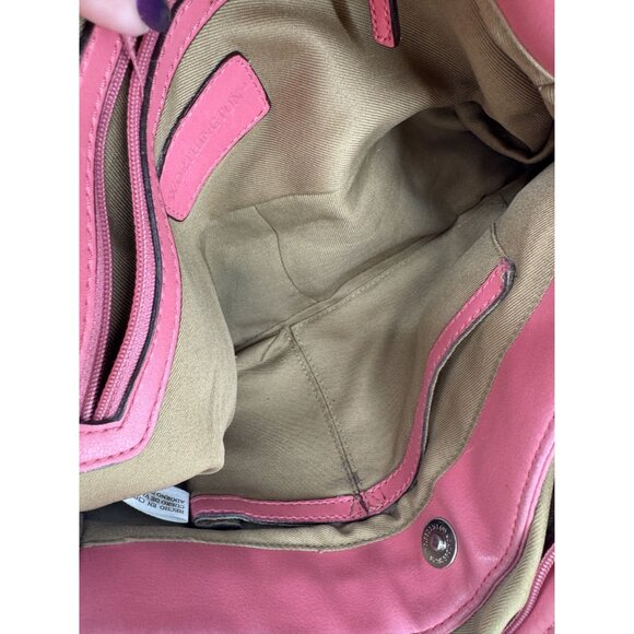 Vintage Baguette Purse Y2k East West Pocket Pink Strap 2 Handles Leather Zip - Picture 5 of 7